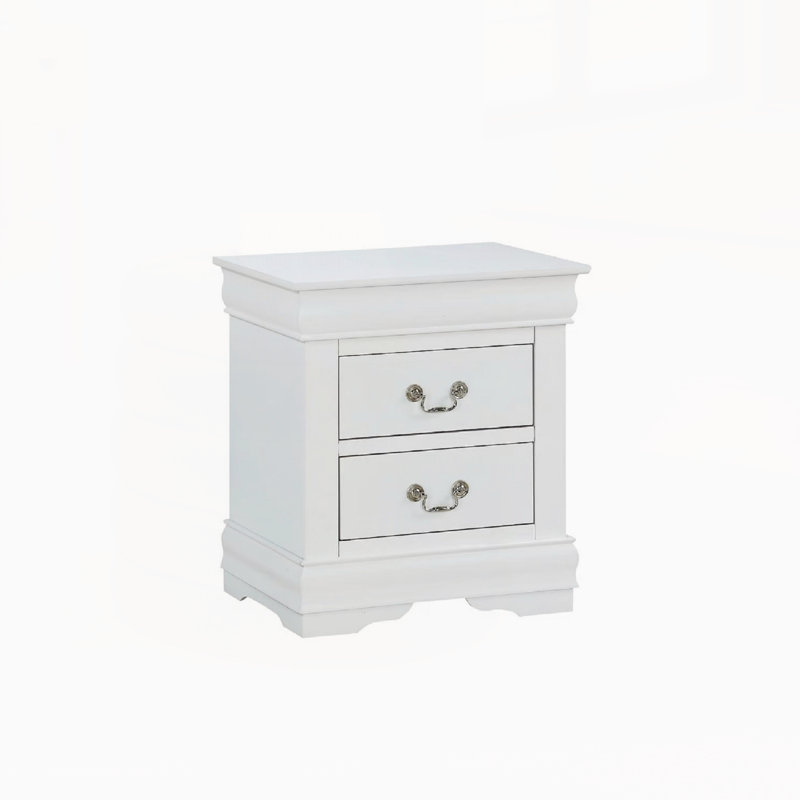 Table de chevet moderne avec tiroirs, Blanc