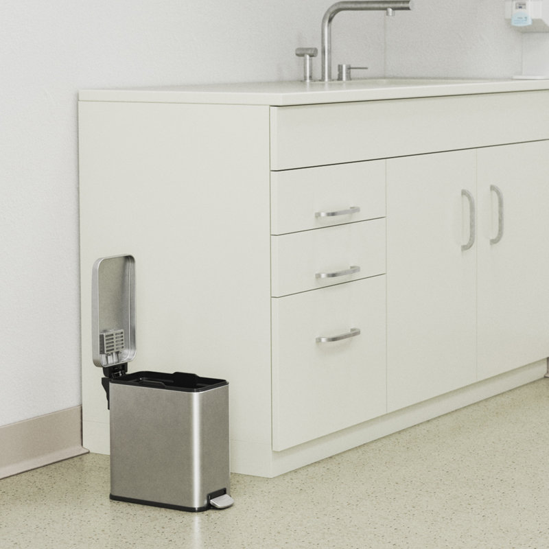 Compact Silver Stainless Steel Fire-Rated Pedal Trash Can
