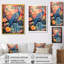 Héron bleu rétro fleur Illustration - héron, art mural, salon-1655703179-1655703220