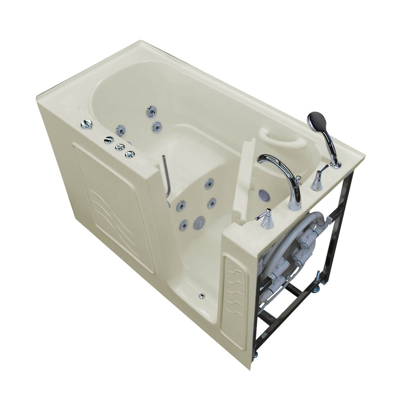 Tucson 60'' x 30'' Whirlpool Fiberglass Bathtub with Faucet, Biscuit, Right