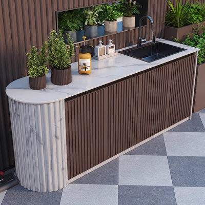 Meuble-lavabo d'extérieur à panneau basculant tout aluminium