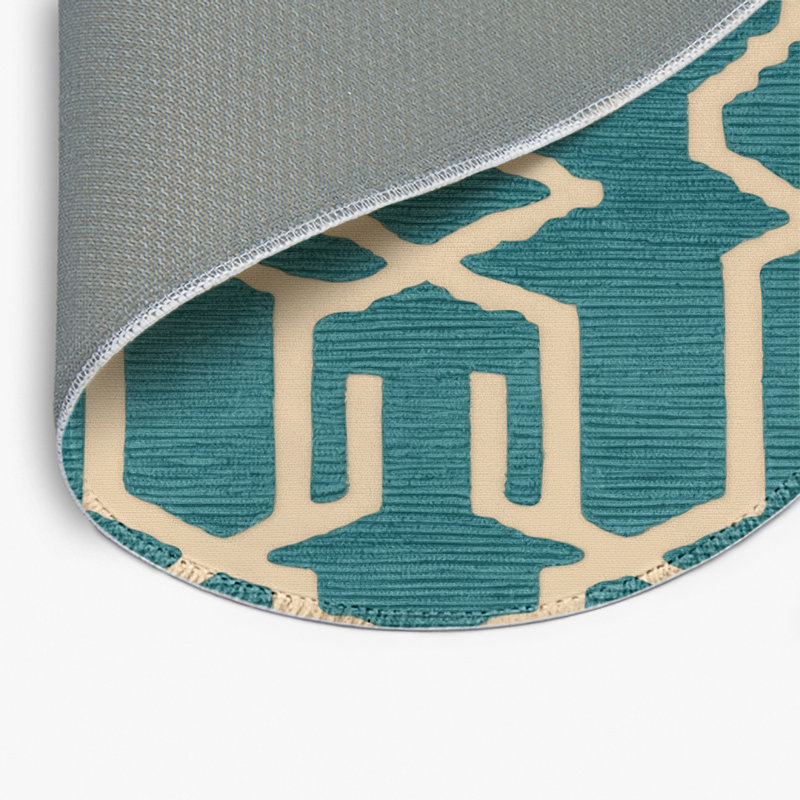 Tapis bleu intérieur et extérieur Trellis, Rond 5 pi