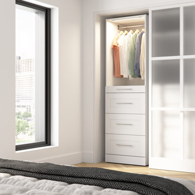 Tour modulaire Florence avec système d'éclairage à DEL, tablettes et 4 tiroirs, style Shaker Florence