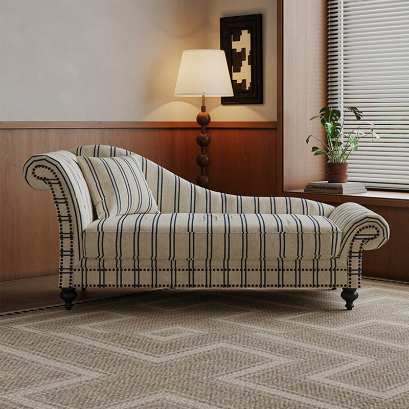 Fauteuil de princesse 78,84 po à rayures bleues et blanches de style américain
