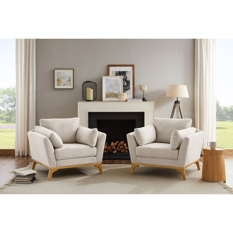 Fauteuil de 41,7 po de largeur Ljubinko, Sergé de polyester blanc fumée
