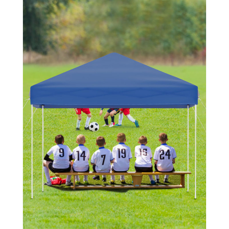 10x10 Pop Up Canopy Tent with 3 Adjustable Height,  4 Sandbags & Carrying Bag, Blue