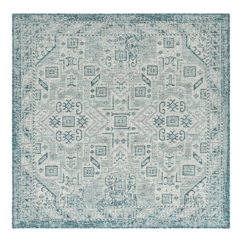 Danera Geometric Indoor / Outdoor Rug, Square 5'3"