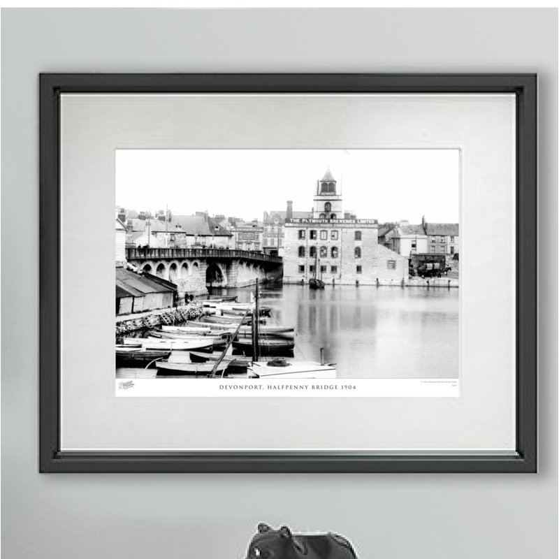 Devonport, Halfpenny Bridge 1904 - Single Picture Frame Print, 60cm H x 80cm W x 2.3cm D