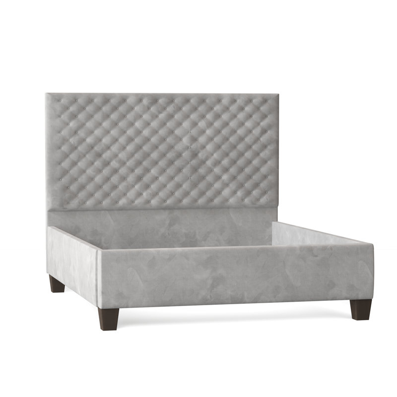 Leigh Upholstered Bed, King, Bella White Performance Velvet, Brown Mahogany