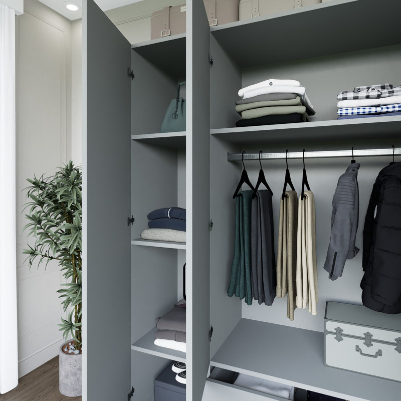 Berend 3 Door Manufactured Wood Wardrobe, Grey