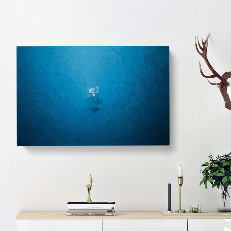 Lone Dolphin In Abstract - Wrapped Canvas, 60cm H x 91cm W x 3cm D