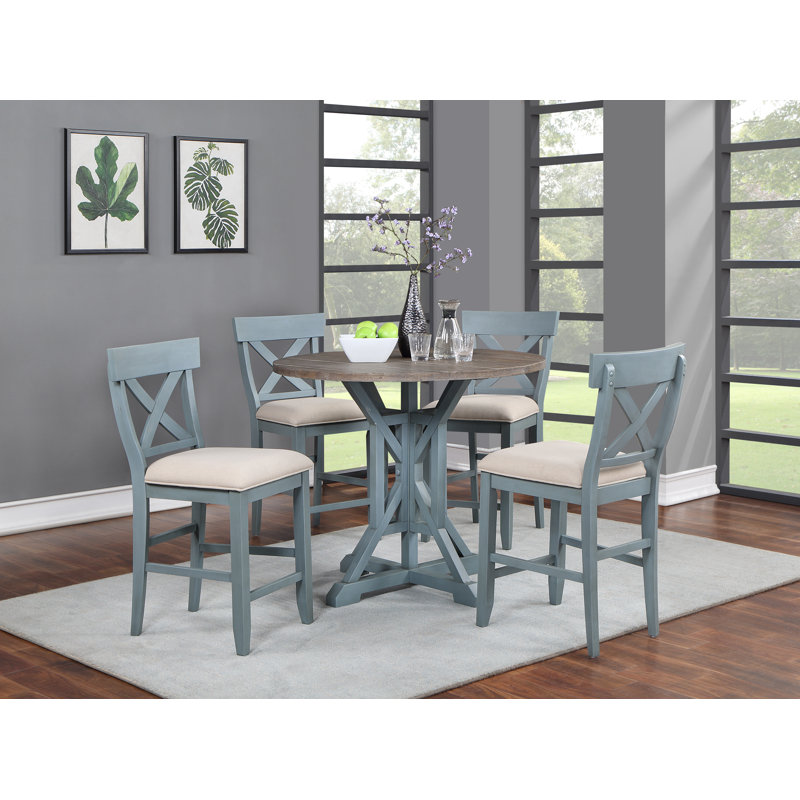 Amiee-Lee Pine Round Dining Table, Blue
