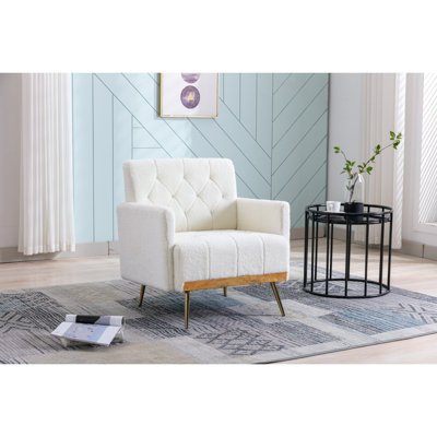 Modern Decorative Armchair With Metal Legs For Living Room