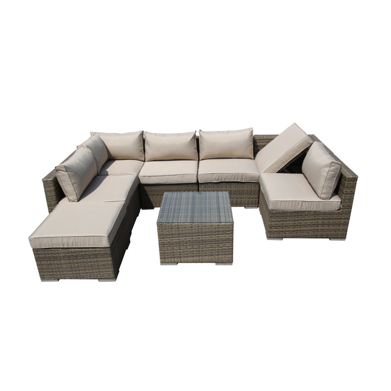 Vasilis 7 Seater Rattan Sofa Set, Nature
