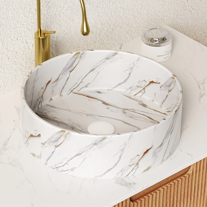 Lavabo en céramique élégant à motif de pierre - Céramique durable pour les salles de bain modernes
