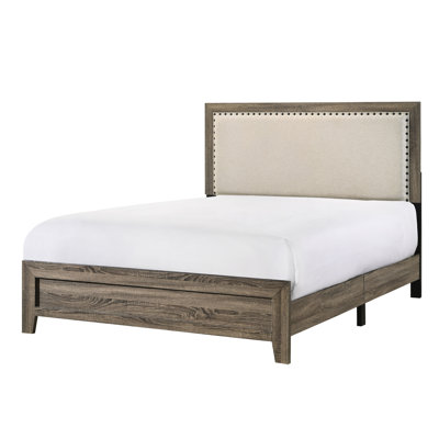Contemporary Upholstered Queen Bed In Grey With Wood Frame Gorgeous Size Veneers And Headboard