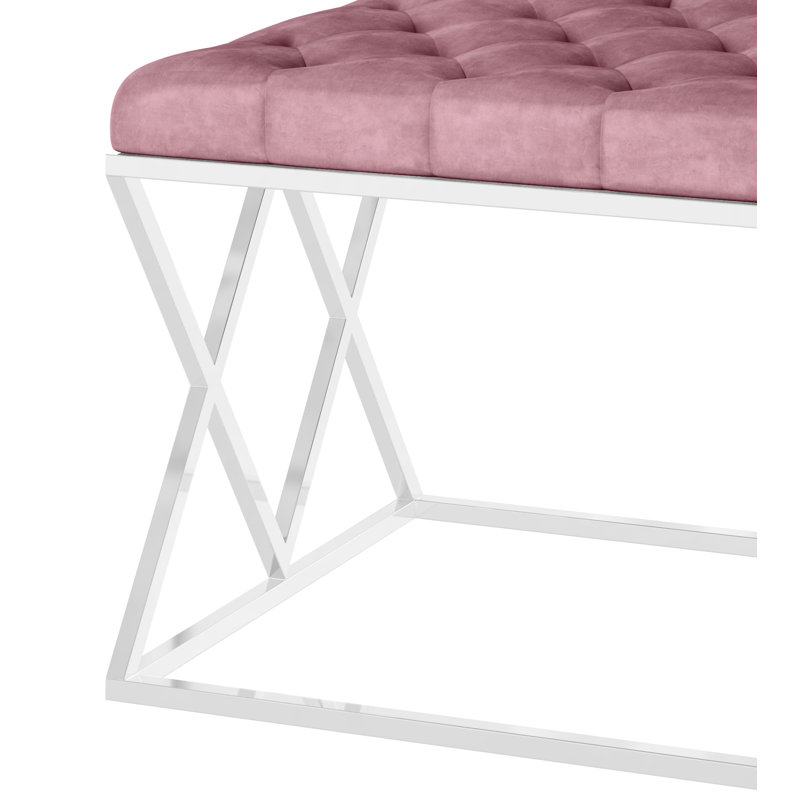 Arsim Velvet Upholstered Bench, Pink