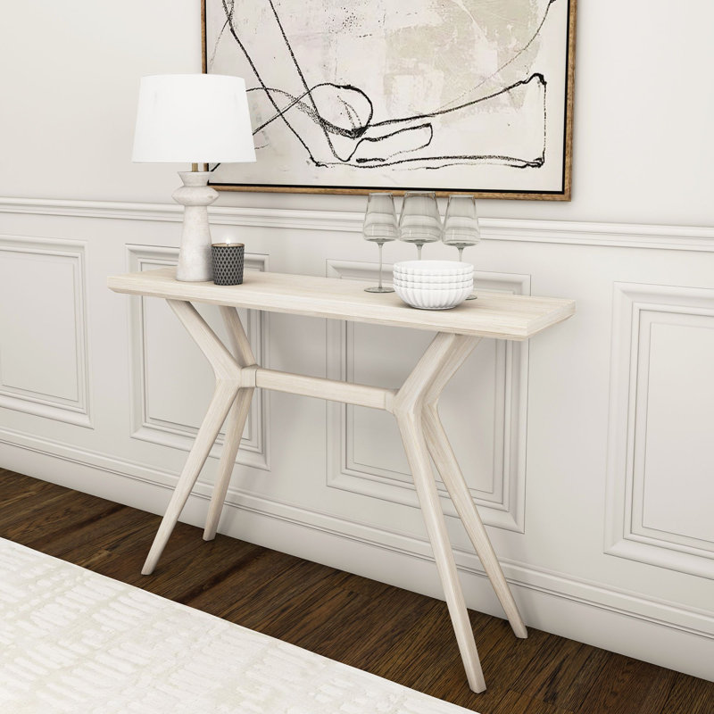 Console de vestibule 46 po Muhsina, Sable blanc brossé au fil, H 32 po x l 46 po x P 12 po