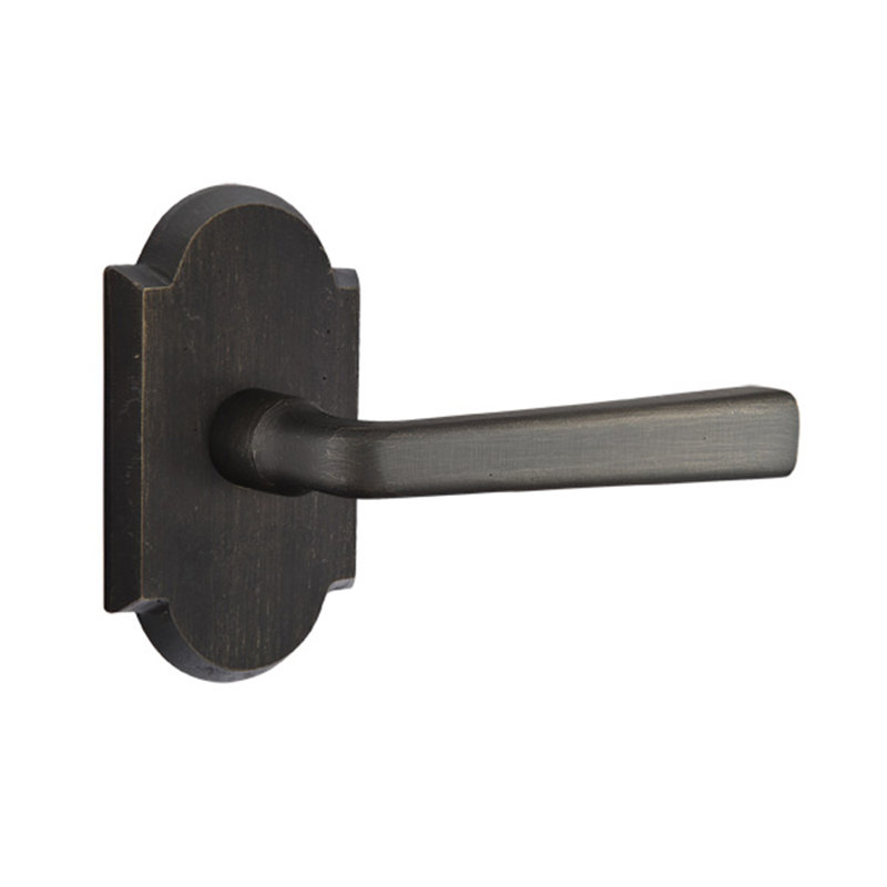 Cimarron Flat Passage (Hall & Closet) Door Lever with Arch Rosette, Right, Medium Bronze