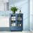 Mordern Bathroom Storage Cabinet With Double Glass Doors And Spacious Bottom Drawer, Adjustable Shelves-286036331