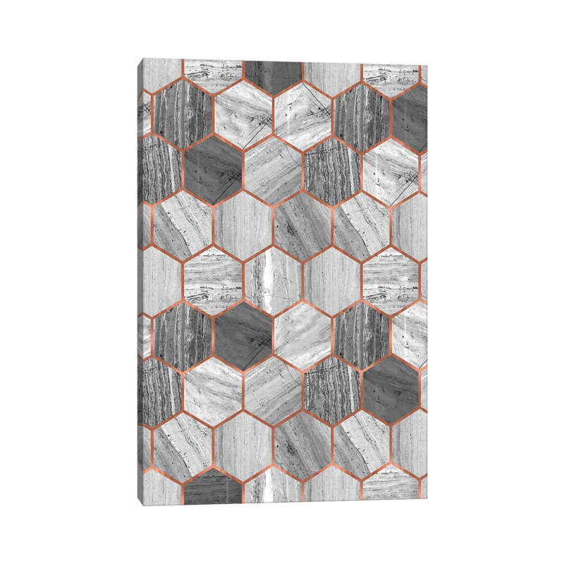 Hexagonal Marble by Emanuela Carratoni - Wrapped Canvas Print, 20.32 cm H x 30.48 cm W