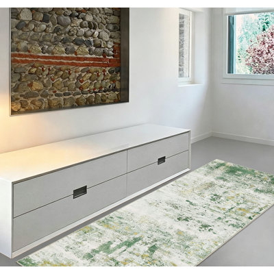 Tapis lavable 6 x 9 pi - Tapis moderne abstrait doux pour le salon avec envers antidérapant, motif imprimé vibrant, texture ultra-douce et facile à nettoyer