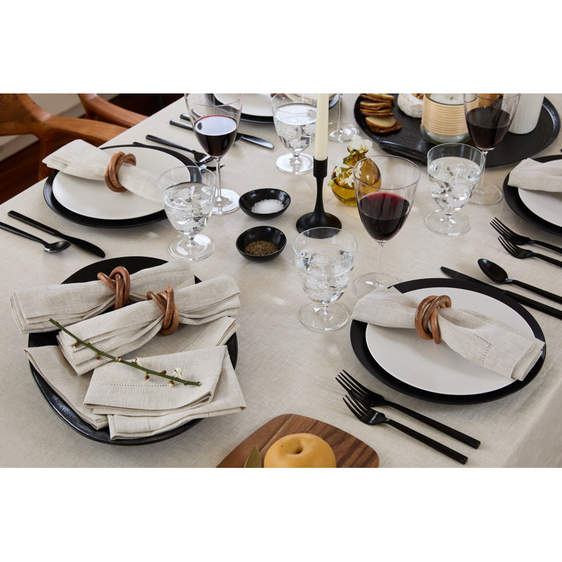 100% Pure Linen Hemstitch Dinner Napkins - Classic Hemstitch, Light Natural