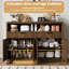 Buffet en bois d'ingénierie de 130 x 41 x 94 cm (51 x 16 x 37 po) avec façade à panneaux ondulés, 4 portes et 2 tiroirs, idéal pour la salle à manger, la cuisine, le salon, le corridor et l'entrée, couleur noyer.-1535781285