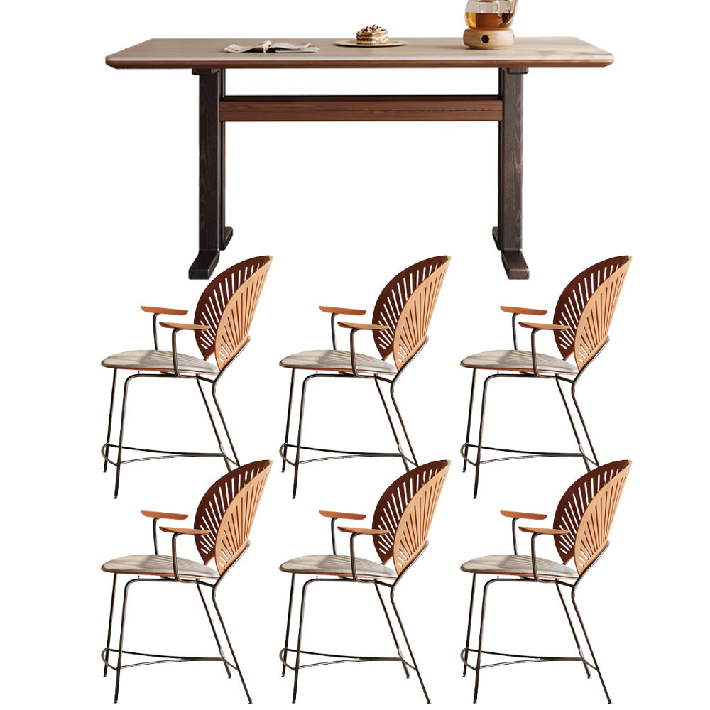 RESROS Exquisite Vintage Rock Slab Dining Table Set - Wayfair Canada