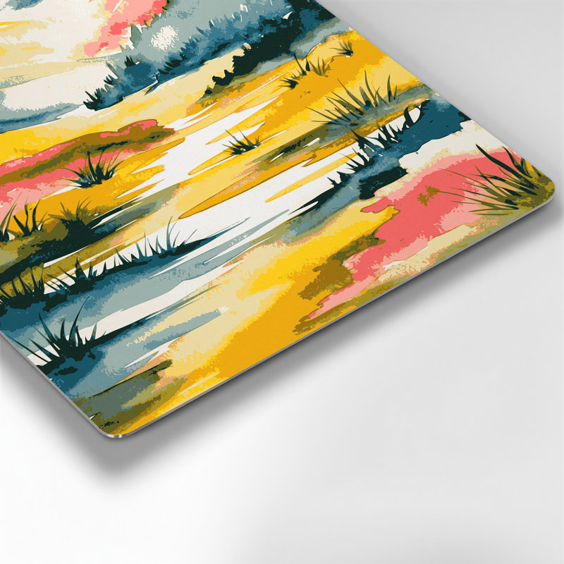 Aquarelle paysage, art mural en métal beige 10, H 14 po x l 11 po