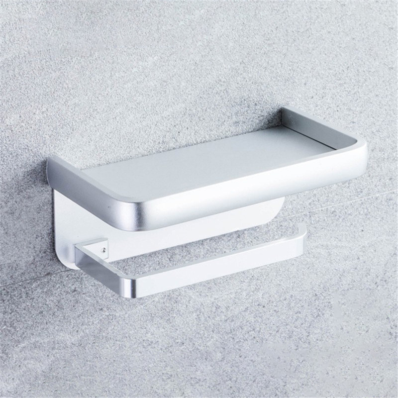 Porte-papier hygiénique mural avec tablette pour téléphone, Argent