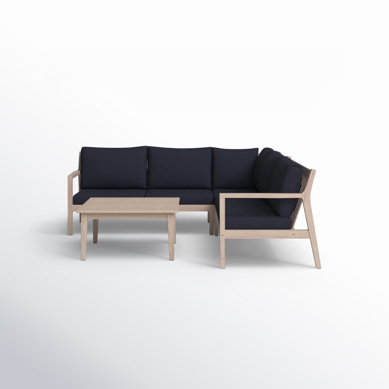 Amina 54" Wide Symmetrical Sectional Seating Group, Navy Performance Olefin