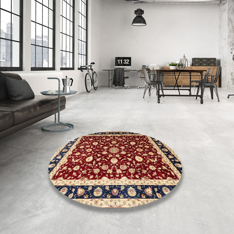 Tapis traditionnel rouge / noir Grimson, Rond 4 pi