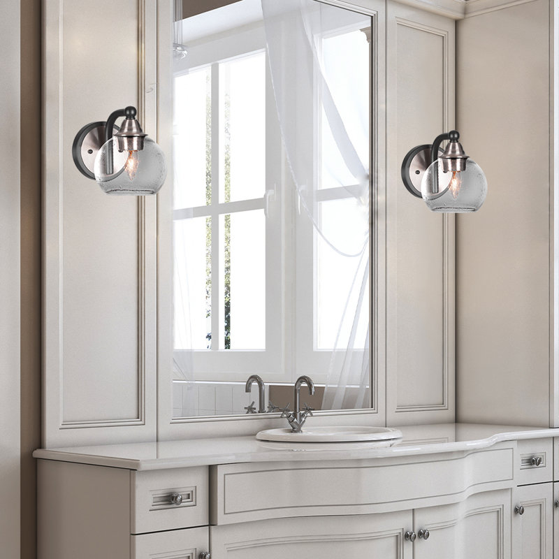 Ahern 1-Light Wall Sconce, Matte Black/Brushed Nickel