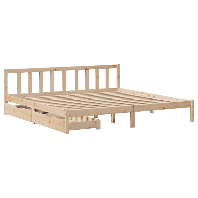 Solid Wood Storage Bed, Brown, Super King (6')