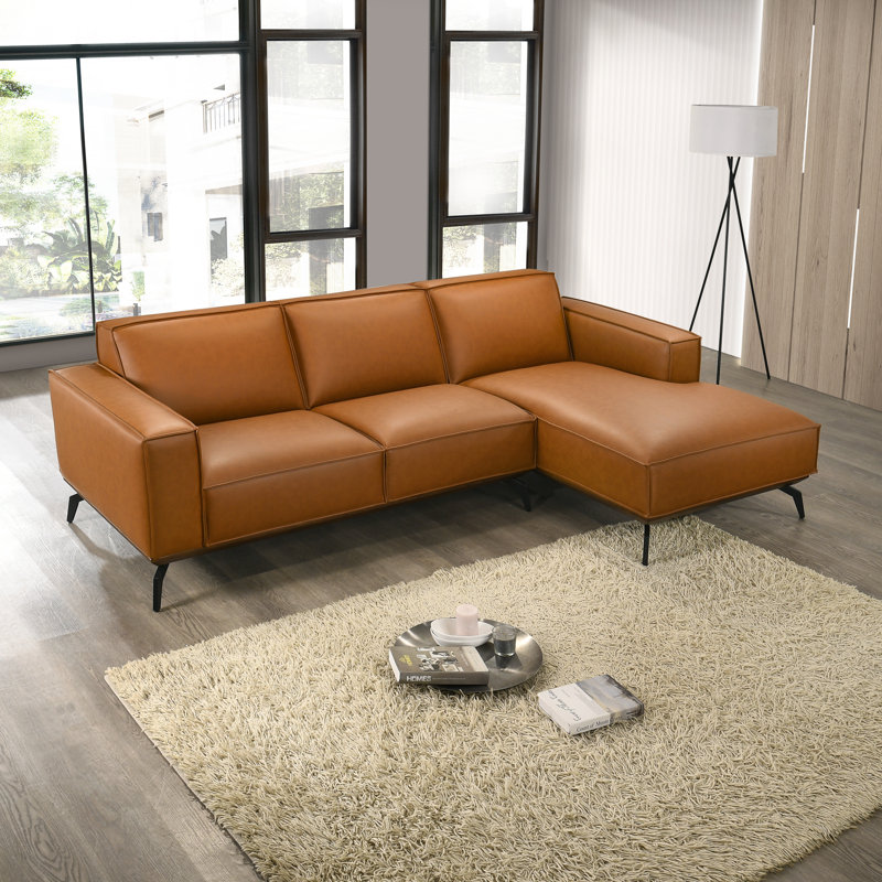 Goolsby Spacious Mid-Century Modern L-Shaped Sectional Sofa & Chaise