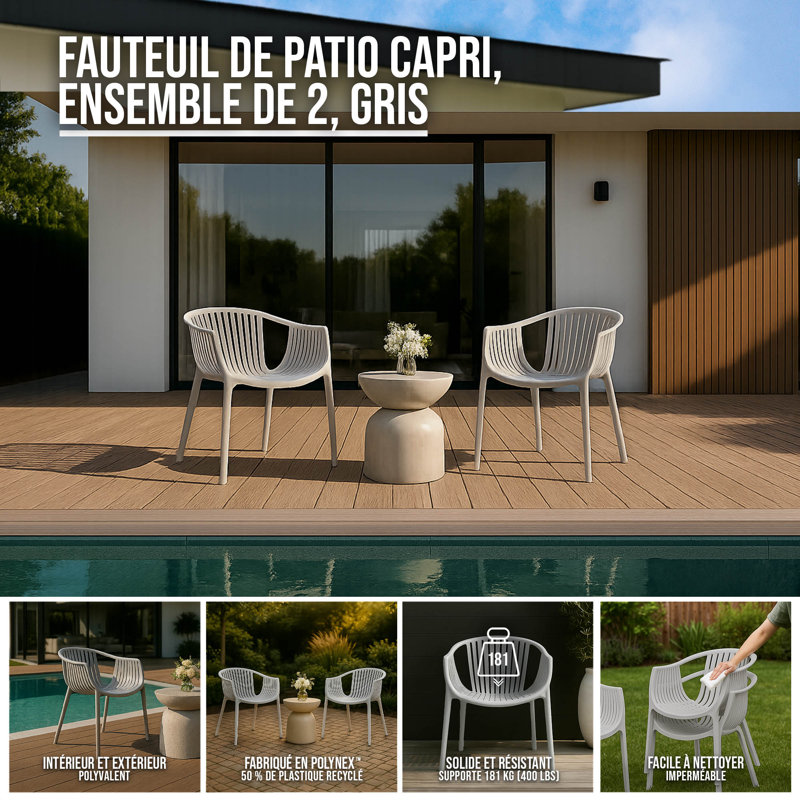 Chaise de patio Patrioflare Capri 2PK, gris, Gris