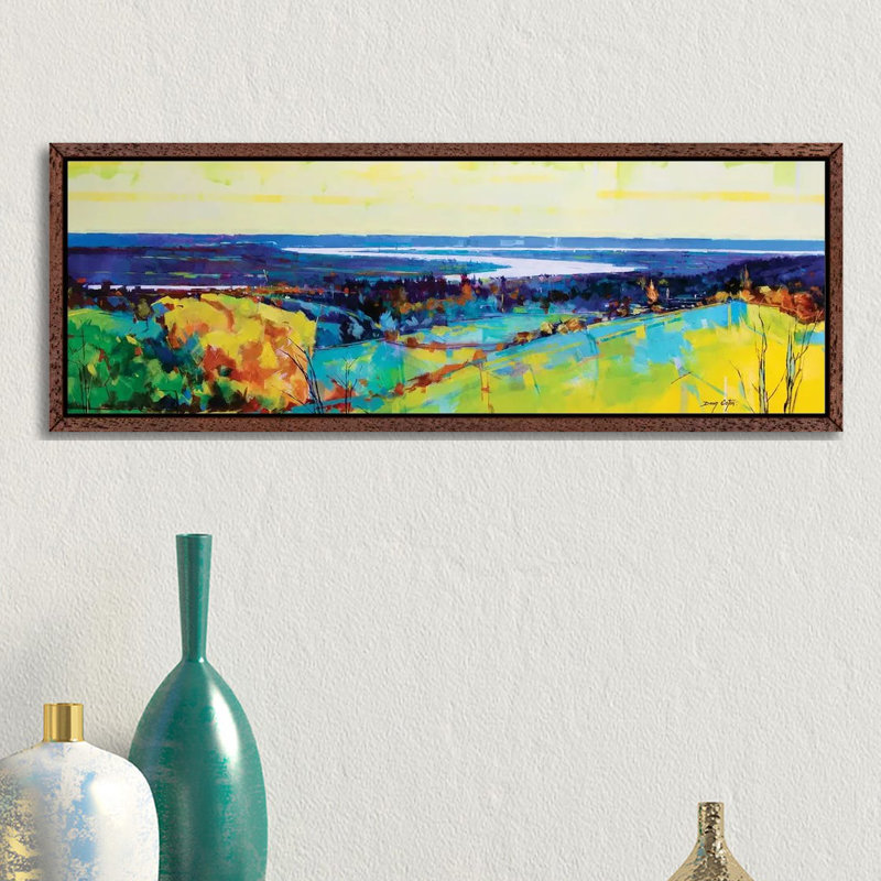 Sabrina II by Doug Eaton - Panoramic Painting on Canvas, 30.48 cm H x 91.44 cm W, Classic Brown Wood Framed