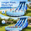 Glissade d'eau gonflable de 20 pi avec pataugeoire et glissade double, amusement d'été pour les enfants, mur d'escalade et souffleur inclus (bleu)
