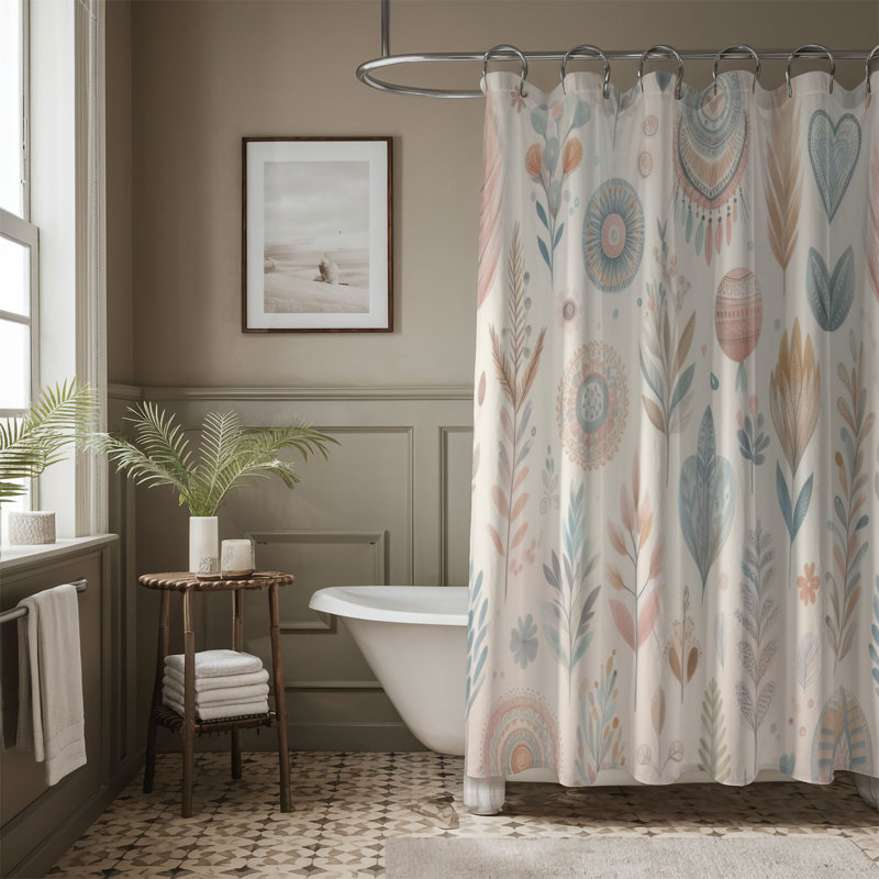 Rideau de douche 1 pièce Subtle Boho Vibes, H 74 po x l 71 po