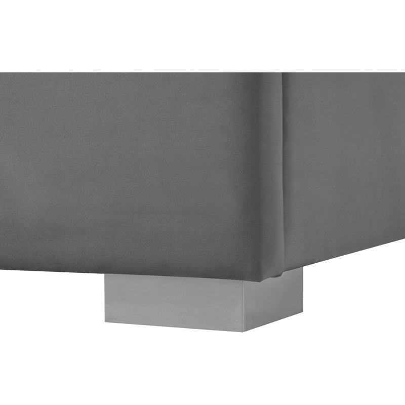 Nora Upholstered Low Profile Platform Bed, Full/Double, Grey Velvet
