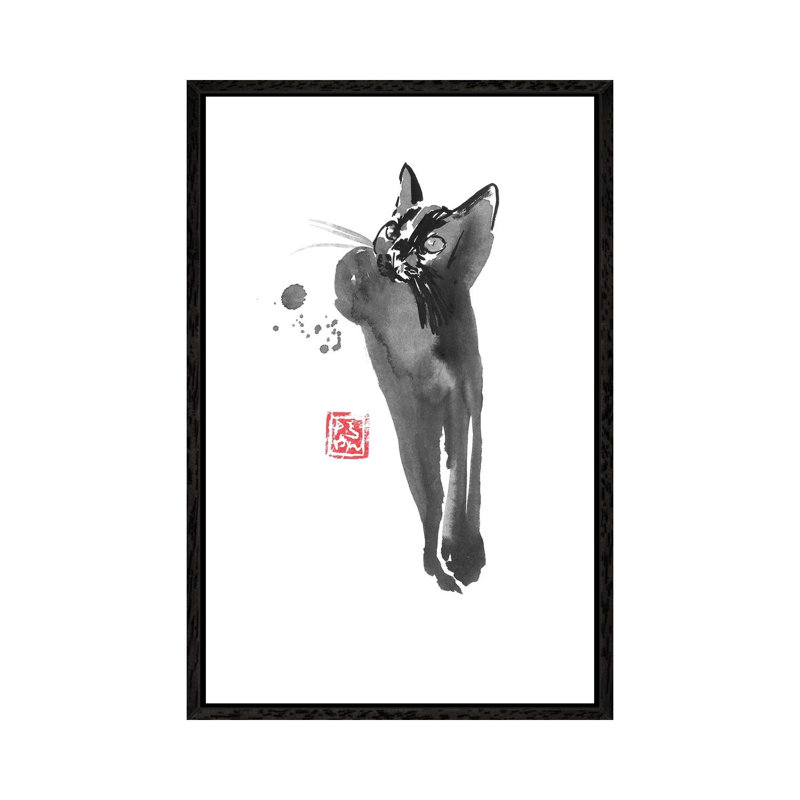 Relaxing Cat by Péchane - Print on Canvas, Black Framed, 101.6 cm H x 66.04 cm W