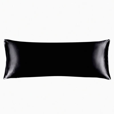 Luxury Body Pillowcase - Premium Black Silky Cover for Hair - Long 20x54 Envelope Closure - Smooth Satin Pillow Protector - Hypoallergenic