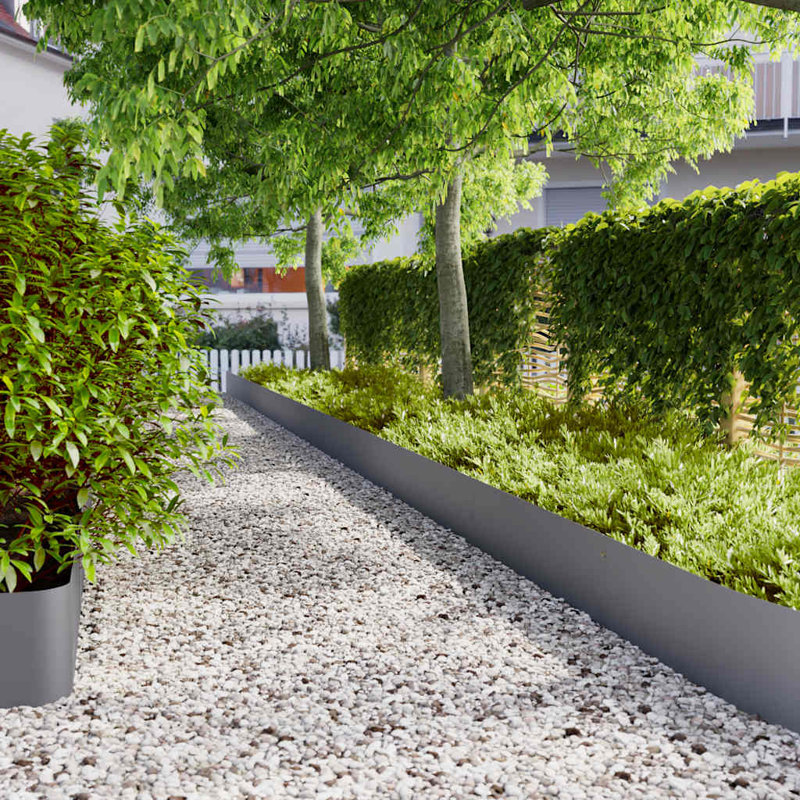 Lawn Edgings 10 Pcs Cold-Rolled Steel, Anthracite, 25cm H x 103cm W x 0.05cm D
