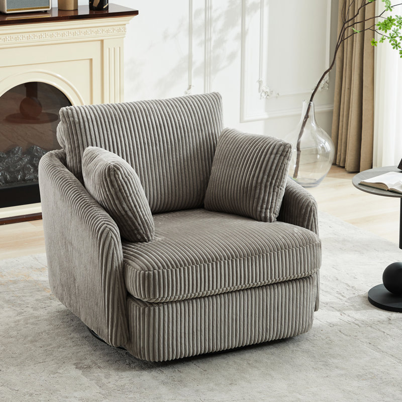 Élégant fauteuil en velours côtelé gris avec siège rembourré et rembourrage en mousse avec assemblage de 10 minutes