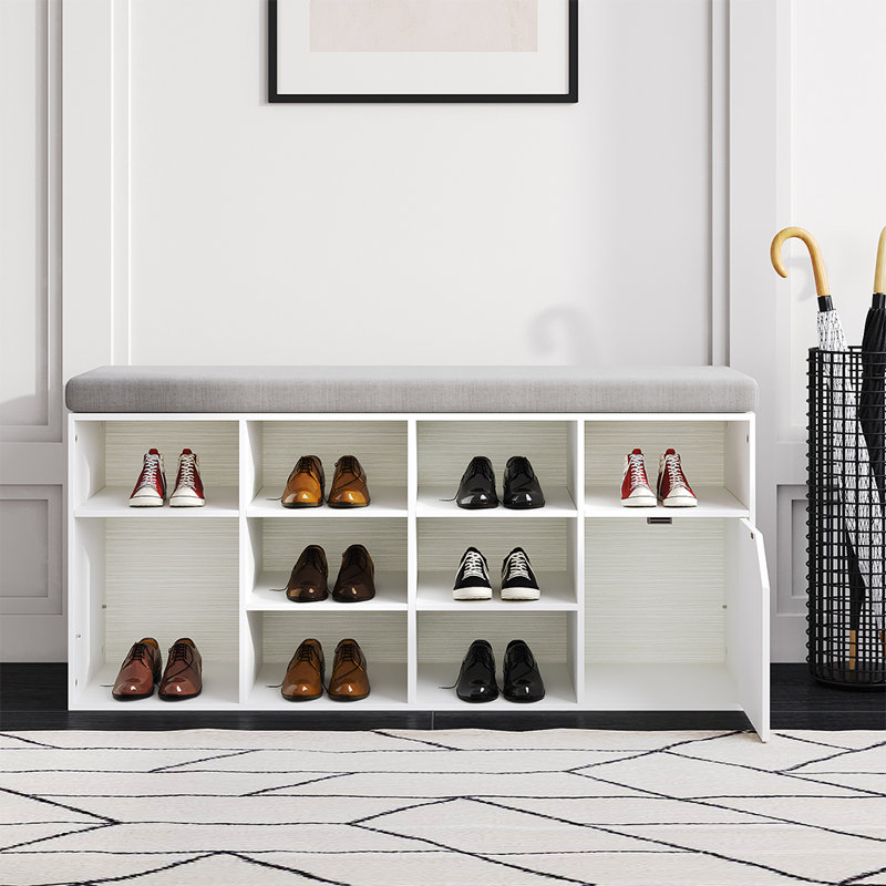 Lewan Linen Upholstered Storage Bench, White