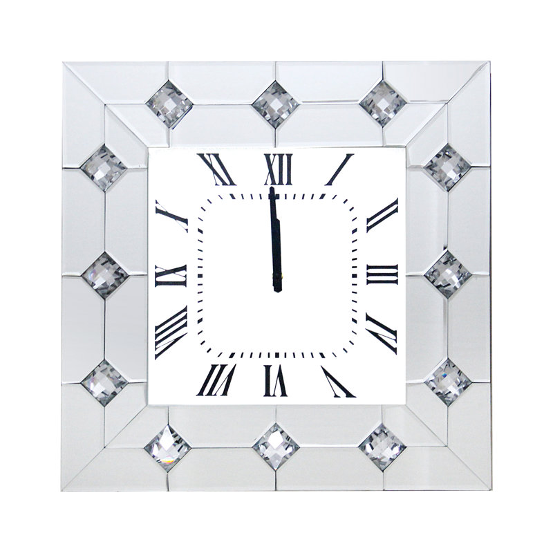 Wall CLock, Mirrored & Faux Rhinestones