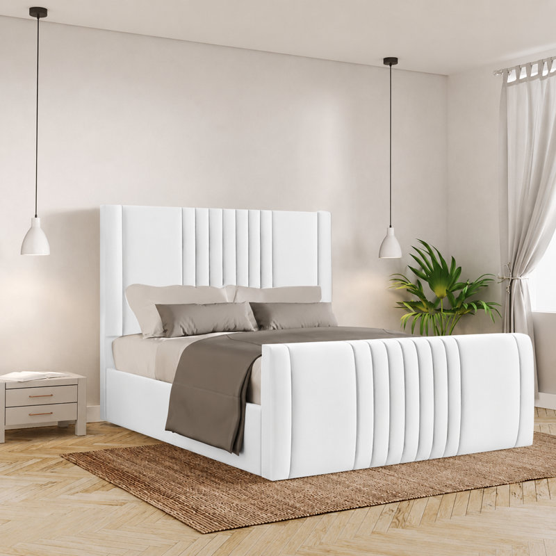 Bennit Upholstered Ottoman Storage Bed, White, Super King (6')