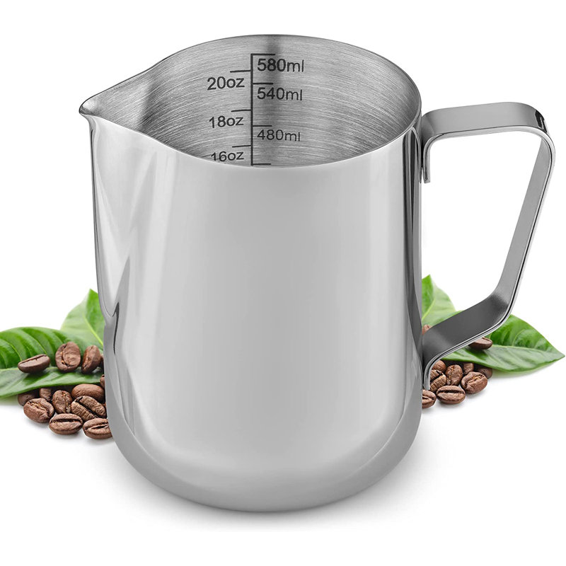 20 oz Silver Stainless Steel Milk Frothing Pitcher