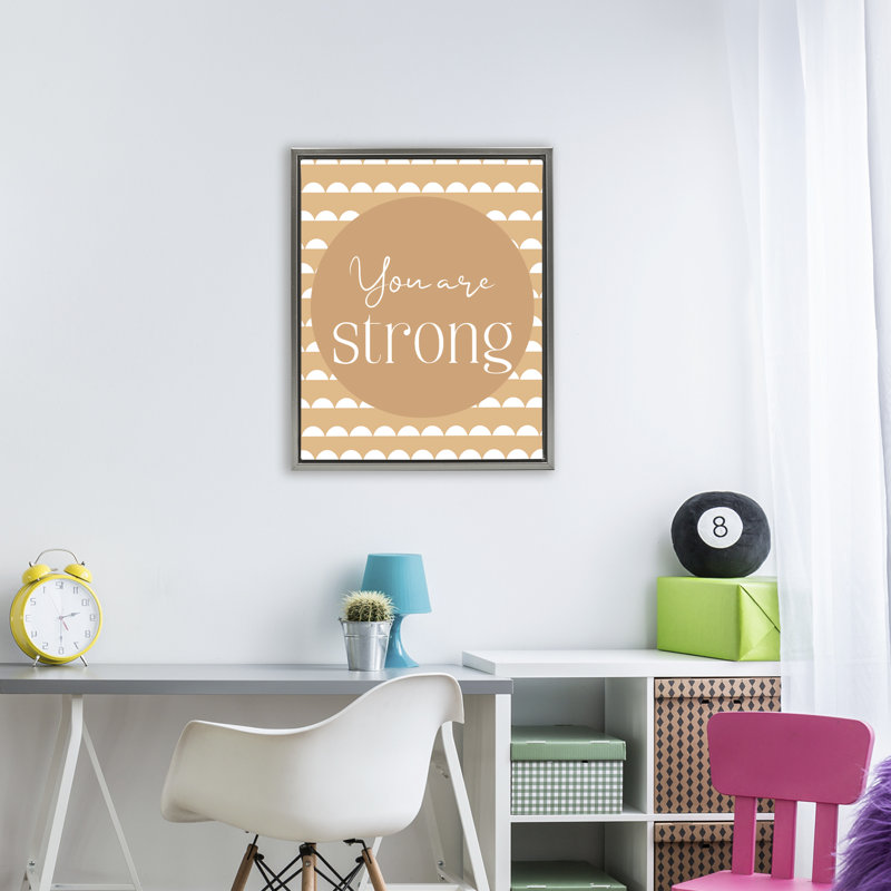 Cadre flottant You Are Strong Sentiment, design par Christine Simpson Art, Cadre flottant gris lustré, H 31 po x l 25 po